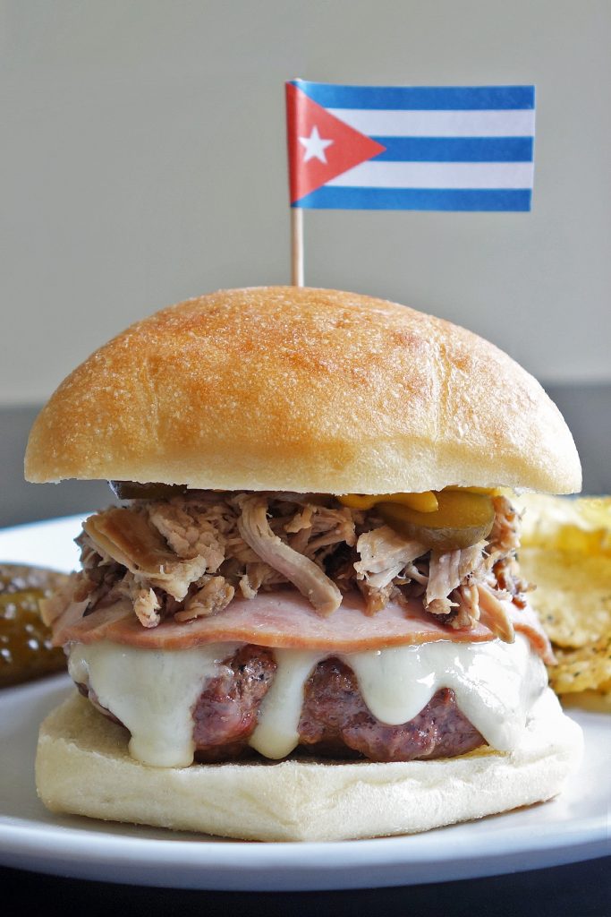 The Cuban Burger is a heavenly combination of pork, ham, swiss, mustard and pickles.