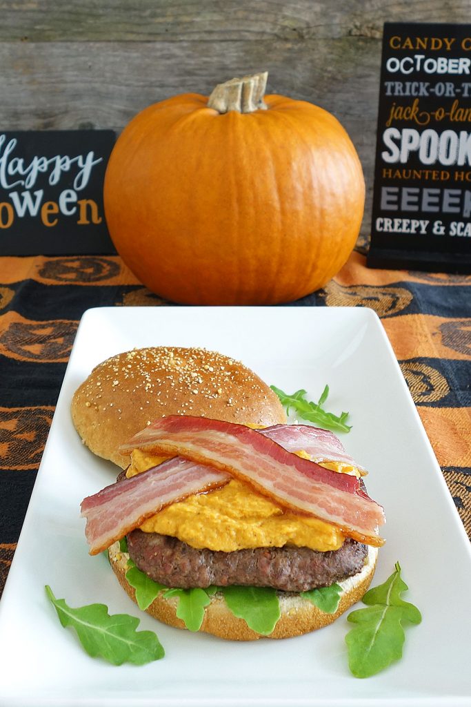 The Pumpkin Spice Burger is topped with pumpkin aioli and maple bacon. You won't want to miss giving this awesome fall burger a try!