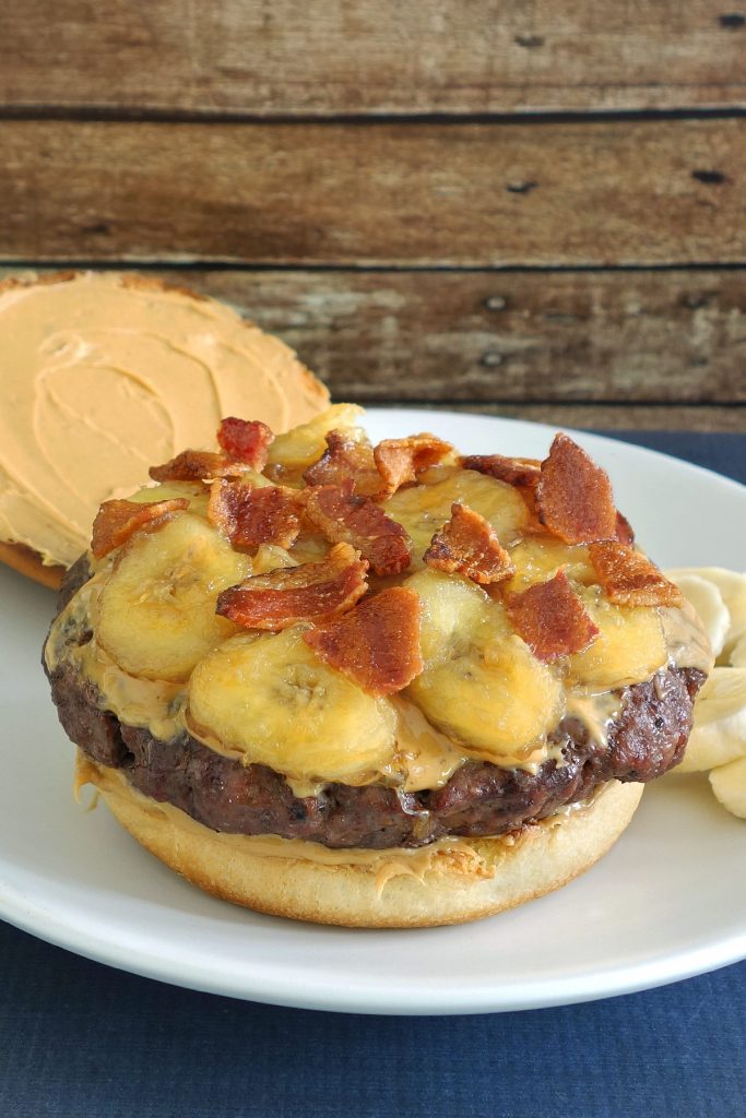 The Elvis Burger is a delicious banana burger with peanut butter and bacon.