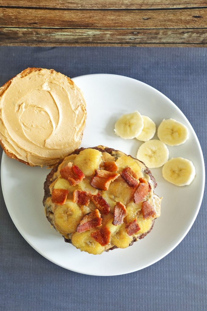 The Elvis Burger is a delicious banana burger with peanut butter and bacon.