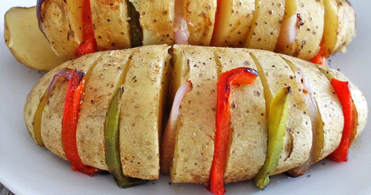 Grilled Hasselback Potatoes and Peppers - Easy Grilled Potato Recipe