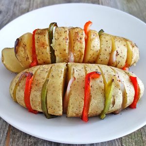 grilled potato and peppers
